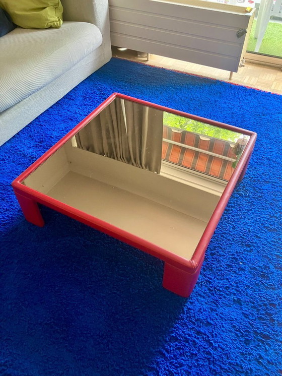 Image 1 of Rara Mesa de café de cuero rojo - Poltrona Frau para Luigi Massoni