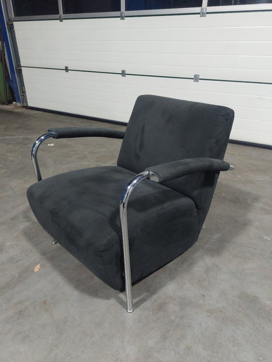 Image 1 of Fauteuil Leolux Scylla | Alcantara noir et chrome | izgst