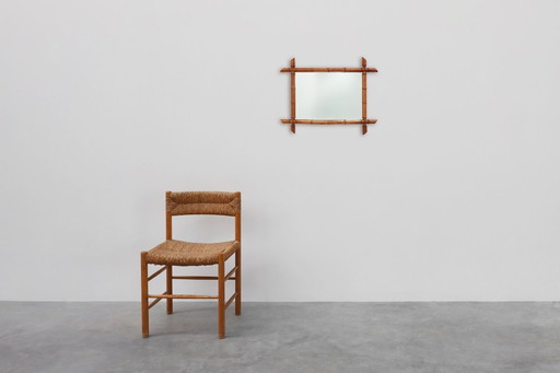 20th century rectangular faux bamboo wall mirror, France ca. 1960