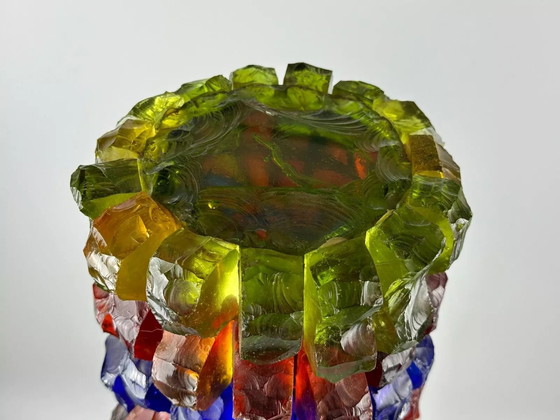 Image 1 of 60s 70s Brutalistische vloerlamp ijzer & glas vloerlamp Mid Century