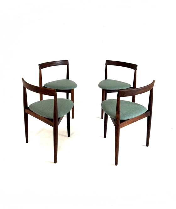 4x Restored ‘Roundette’ Dining chairs, Frem Rølje ‘60 – Wood, Wool (photo 3 of 15)