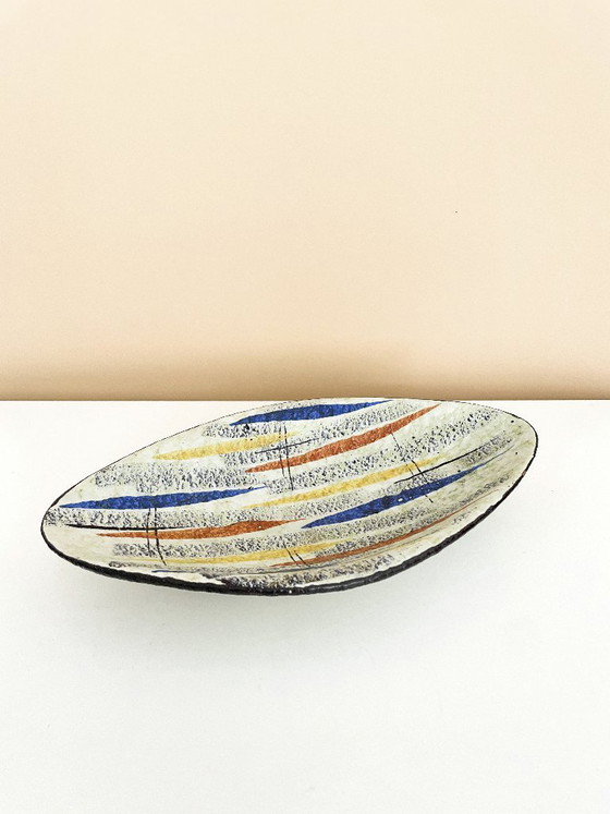 Plato Ovalado Ruscha Keramik: Cerámica de Pinceladas Abstractas de los Años 50, Era del Diseño Atómico (foto 8 de 12)