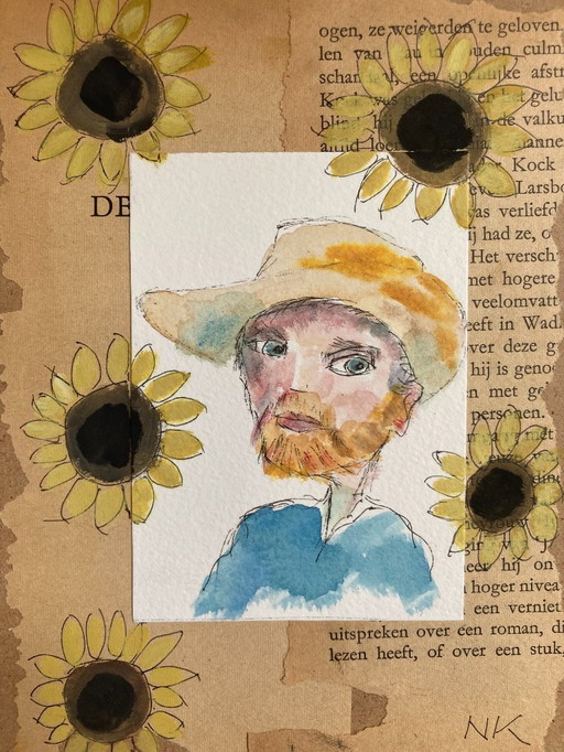 VINCENT WITH A HAT AND SUN FLOWERS