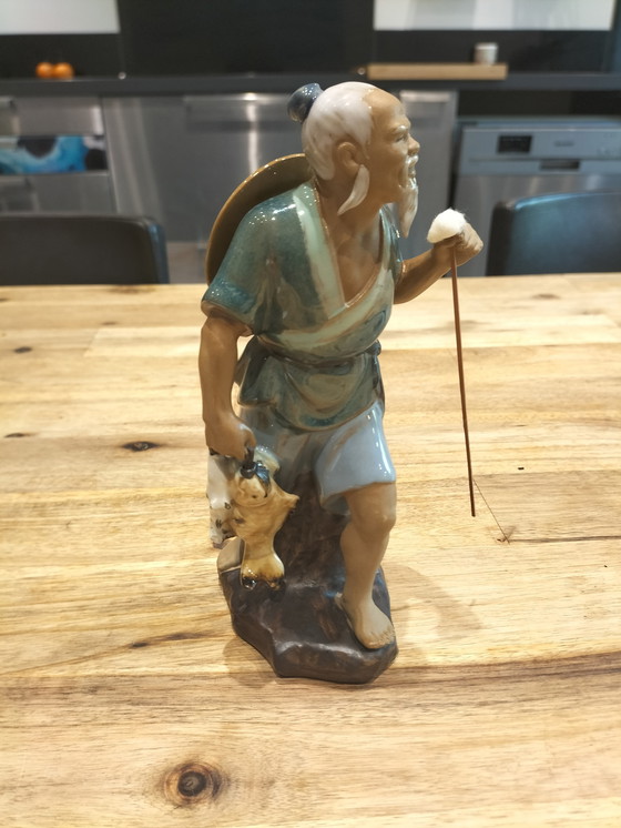 Image 1 of Statuette asiatique en grès émaillé 