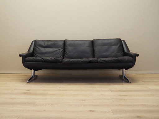 Brown leather sofa, Danish design, 1970s, designer: Werner Langenfeld, manufacture: Esa
