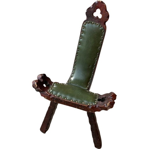 Spanish vintage Brutalist chair in wood, 1960s