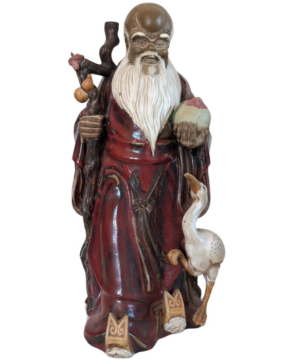 Set di Figure in Ceramica Cinese Qualità Museo – Fu Lu Shou – Jingdezhen c. 1900–1940 – Sculture (photo 2 of 10)