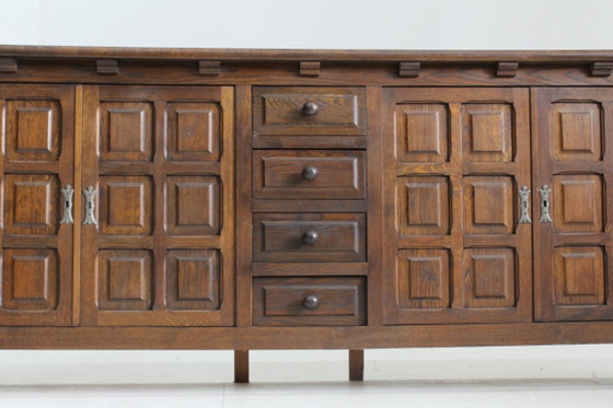 Vintage Brutalist Sideboard 1970s – Wood (photo 8 of 10)