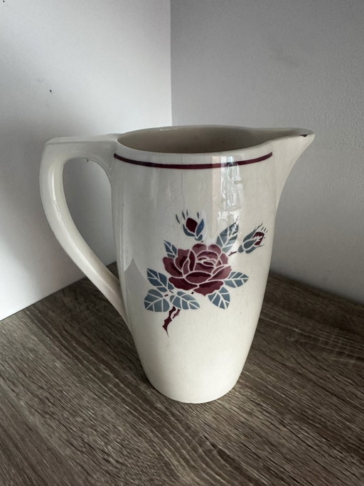 Brocca/caraffa antica in terracotta della fabbrica Badonviller, modello "Le Rose". – decoratieve objecten (photo 2 of 5)