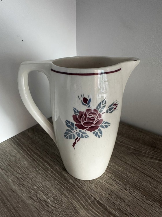 Brocca/caraffa antica in terracotta della fabbrica Badonviller, modello "Le Rose". – Oggetti decorativi, Other (photo 2 of 5)