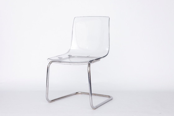 Image 1 of Set of 4 IKEA “Tobias” Chairs – Design by Carl Öjerstam, 1990s–2000s, Transparent Acrylic Seat, Chrome Frame, Modern Design