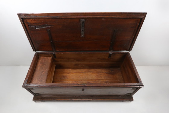 Image 1 of Large 18th Century Carved Oak Chest Linen Trunk, France