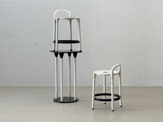 Image 1 of Set consisting of a standing table model 4581 with two Polo bar stools by Anna Castelli Ferrieri for Kartell, Italy, 1980s