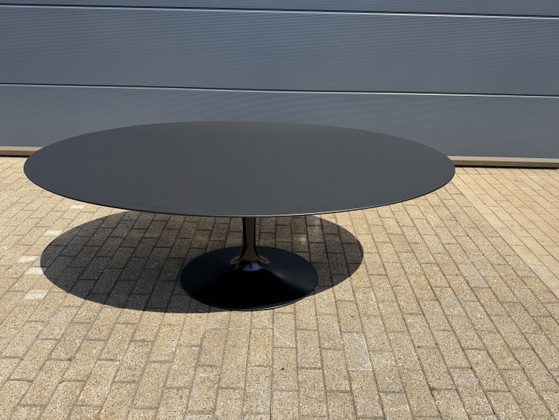 Image 1 of Mesa de comedor ovalada Knoll Tulip de 198 o 244 cm, laminada Feniks negra, Eero Saarinen