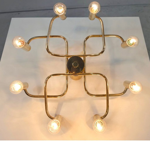 Lámpara de techo estilo Sciolari Sputnik de los años 70, mediados de siglo, latón. – plafondlampen, Brass (photo 2 of 8)