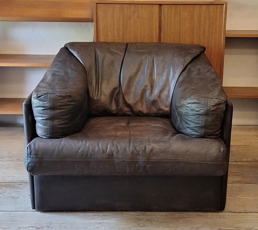 Chaise longue en cuir Niels Eilersen, Danemark, années 1960