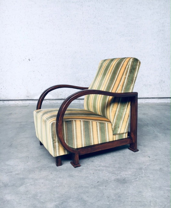 Image 1 of Art Deco Reclining Bentwood Armchair Lounge Chair Set 1930's
