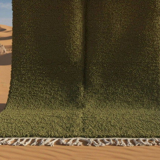Lot de 3 Tapis verts faits main – 2x (2.5x1.5 m) + 1x (3x2 m) – Wool, Cotton (photo 8 of 11)