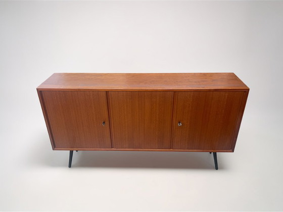 Image 1 of Mid Century Modern Teak Sideboard 1960s | German RT Furniture Cabinet Model 127 | Vintage Scandinavian Style Credenza
