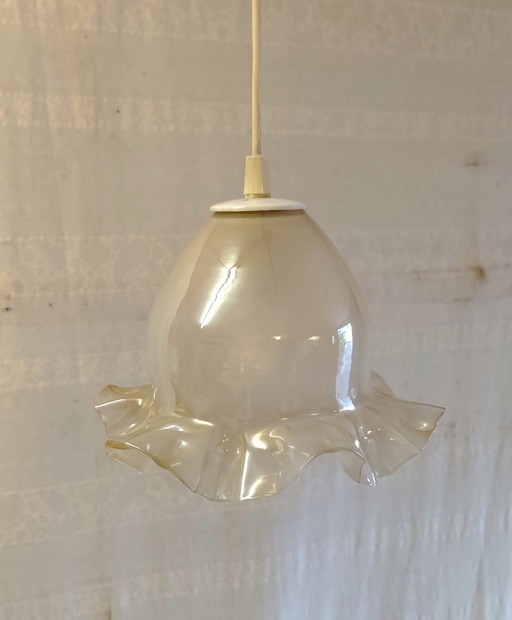 Globe pendant light in skirted glass - mid-20th century – hanglampen (photo 2 of 8)