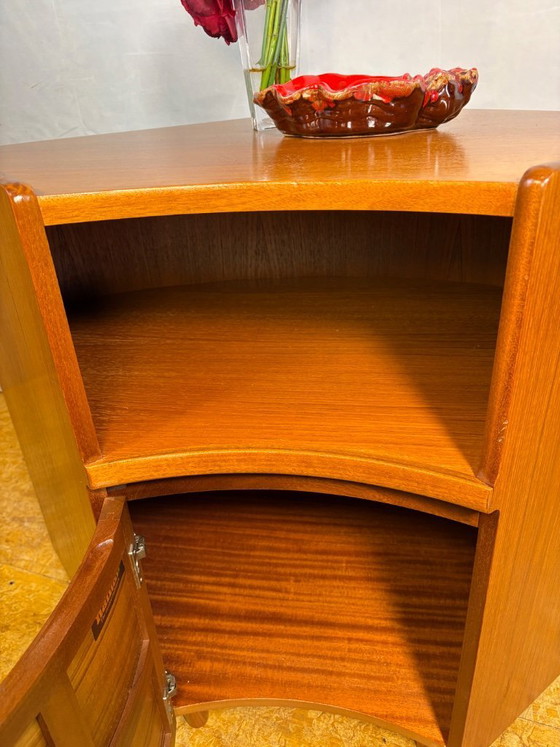 Image 1 of Vintage Nathan Teak Corner Cabinet (c. 1960s–1970s) – Mid-Century Modern  A beautiful and highly practical vintage teak corner c
