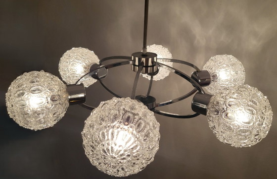 Sputnik lamp, presumably by Richard Essig, 6-light – Chandeliers, Chrome (photo 2 of 10)