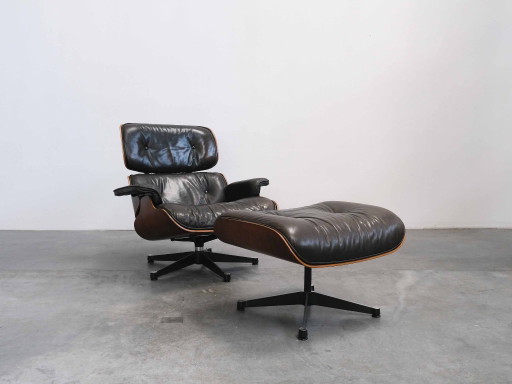 Vintage Eames Lounge Chair & Ottoman – Vitra – fauteuils, Leather, Wood (photo 2 of 21)