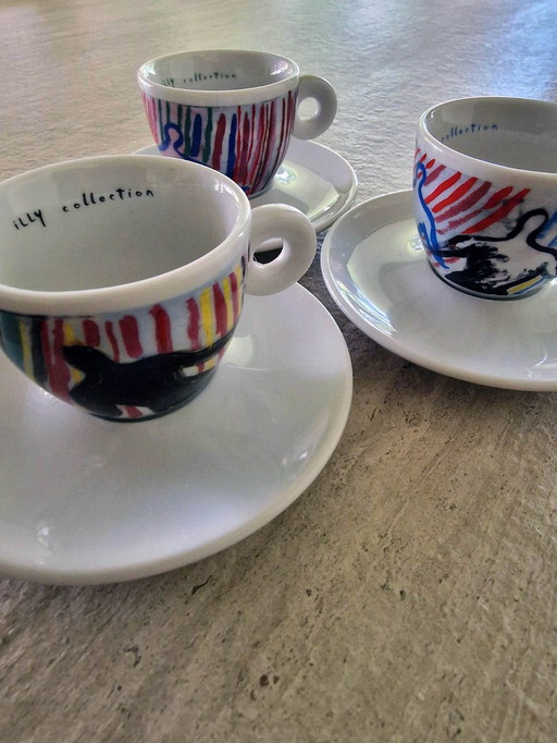 Illy Art Collection, Sandro Chia 6 Espresso cups and saucers