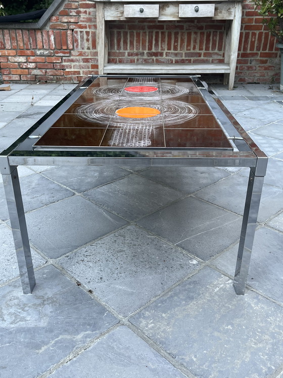 Image 1 of Coffee table 70s , ceramic tiles with chrome