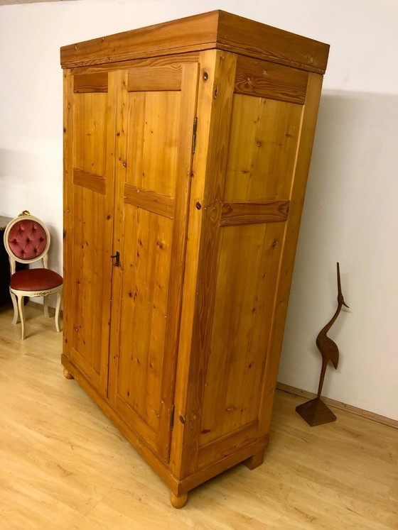 Image 1 of Country-style wardrobe, Art Nouveau wardrobe, farmhouse wardrobe, softwood wardrobe circa 1900