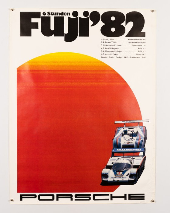 Image 1 of Porsche 6 Stunden Fuji – Poster originale Porsche vintage del 1982 del Gruppe C – Vintage Motorsport – 102x76 cm