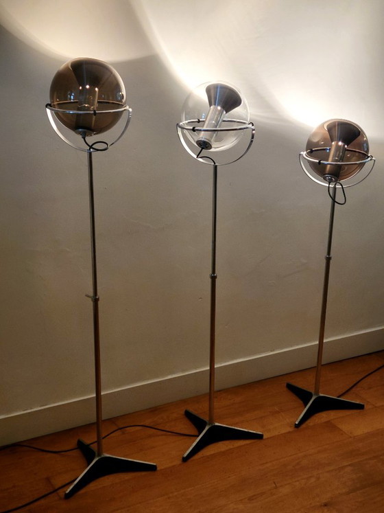3x Globe Floor lights by Frank Ligtelijn for RAAK Amsterdam, Chrome, Glass, Multi Color (photo 2 of 11)