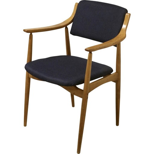Vintage Scandinavian Yaya chair in beechwood and dark blue fabric, 1960s