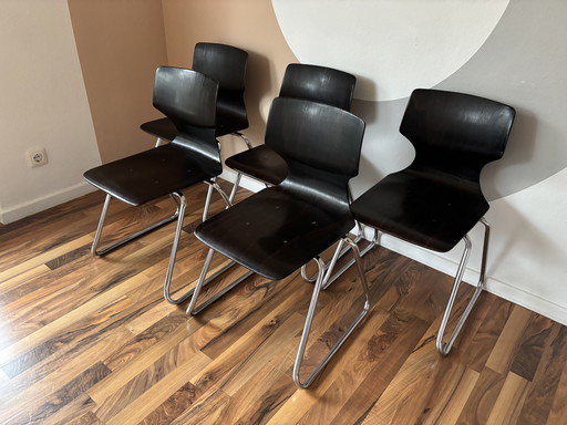 5 Pagholz chairs by Flötotto, 1960s–1970s