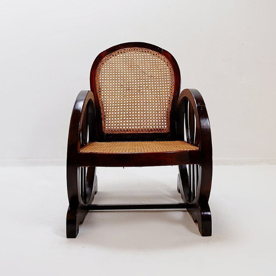 Image 1 of Art Deco armchairs in wood, with caned seat and back, circa 1930