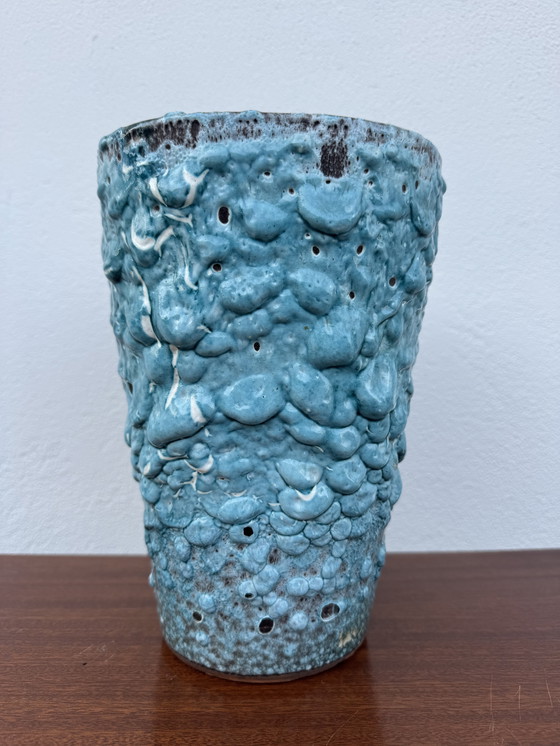 Image 1 of Vase céramique écume bleu années 60