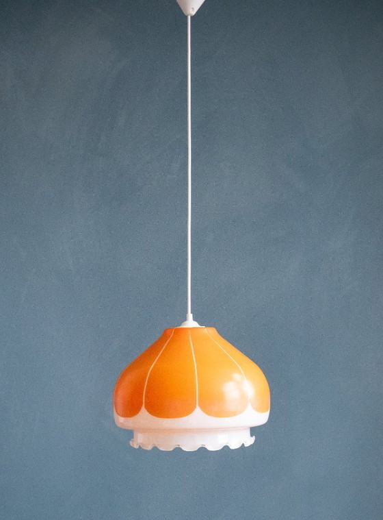 Image 1 of Lámpara colgante retro de cristal naranja