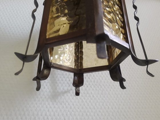 Image 1 of Art Deco Amsterdam School pagoda style pendant lamp, 20s-30s