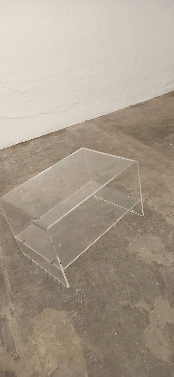Image 1 of Vintage Space Age Plexiglas LP table side table 