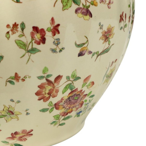 Image 1 of Large Polychrome Flower Pot Cache Pot Longchamp France 36cm