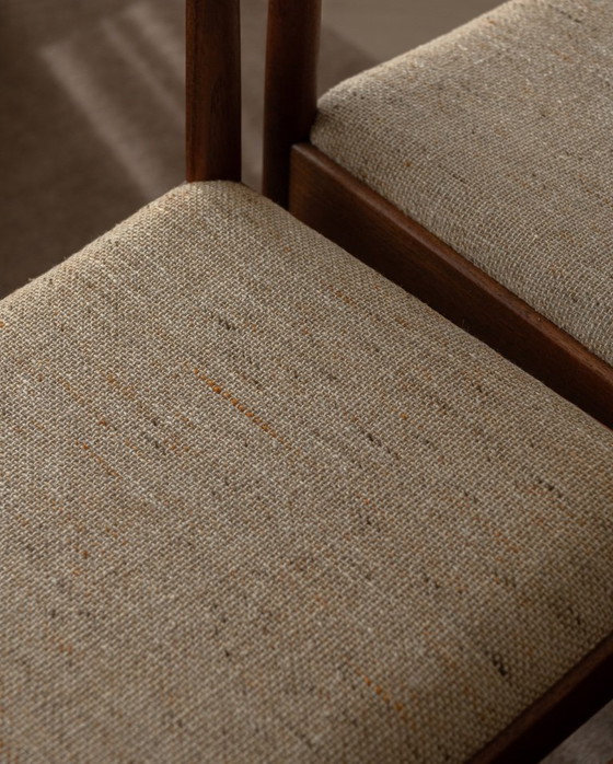Image 1 of Vintage eetkamerstoelen van Johannes Nørgaard voor Nørgaard Møbelfabrik (set van 6) | Originele wollen bekleding | Jaren 60
