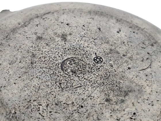 Image 1 of Plato de peltre - 'Porringer' - fuente para servir - contrastado - siglo XIX
