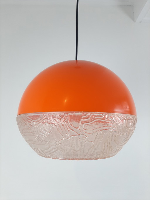 Lampe pendante vintage des années 70, lampe pendante en plastique à ampoule orange