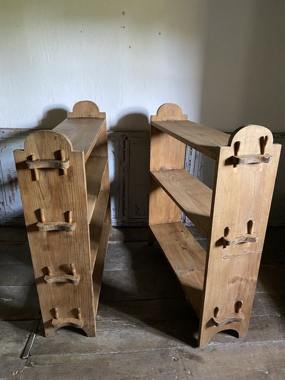 Two antique solid pine floor-standing Bookcases – vintage, Wood (photo 4 of 14)