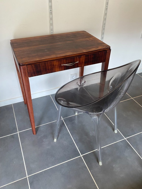 Image 1 of Vintage 1950s rosewood veneer side table/desk with one drawer