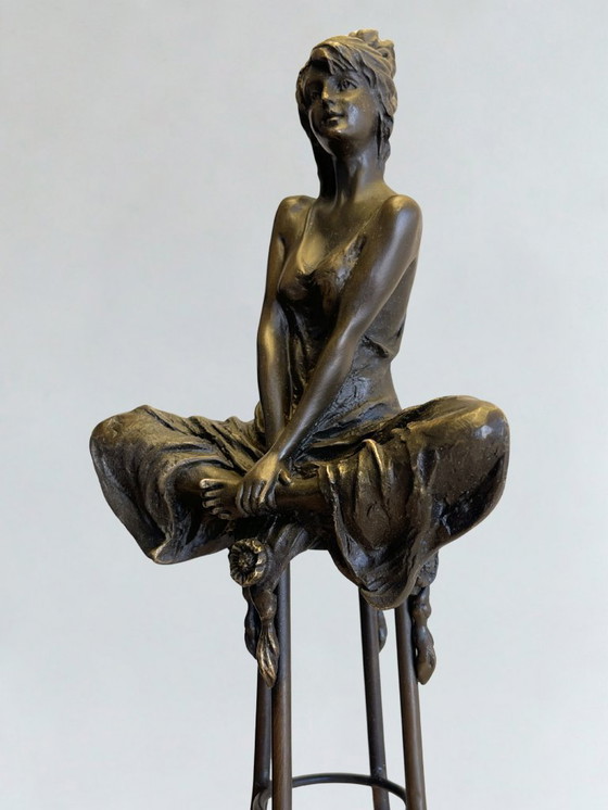 Image 1 of Superbo set di 3 sculture in bronzo firmate Collinet – stile Art Déco – 28 cm