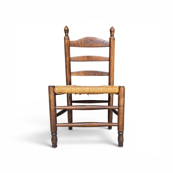 3 x Antique Provincial Ladderback Child's Chairs / Rush Seat / 1930s – Dining chairs (photo 11 of 18)