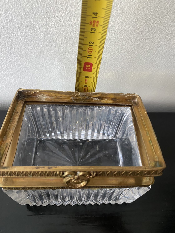 Image 1 of Jewelry box base in 19th century Baccarat cut crystal and Charles X bronze