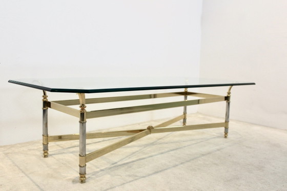 Extraordinary Brass, Chrome and Glass Center table, France 1970s, Coffee tables, Silver (photo 10 of 12)