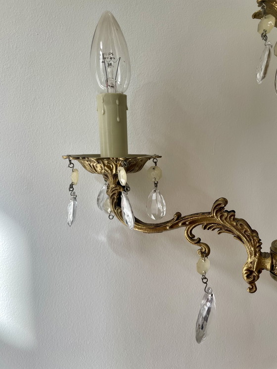 Image 1 of Lampadario a 3 bracci con nappe in ottone